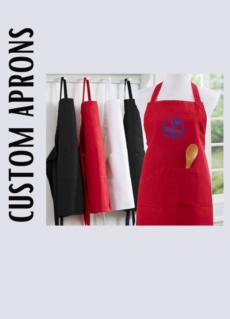 custom aprons multi colour bakery embroidered