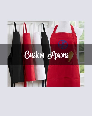 custom aprons coloured bakery embroidered kitchen